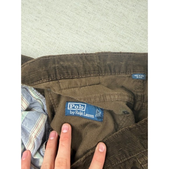 Vintage Polo Ralph Lauren Mens Corduroy Pants 32x30 Brown Flared Cotton Trousers - Picture 3 of 14